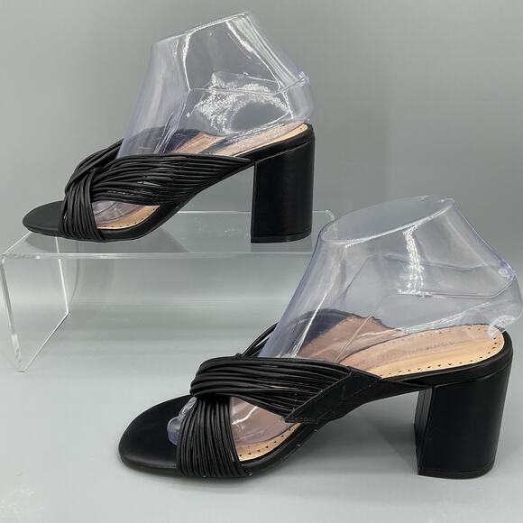 NEW Adrienne Vittadini Women’s Annalee Block Heel Mule Sandals Black Size 7M - Picture 2 of 10